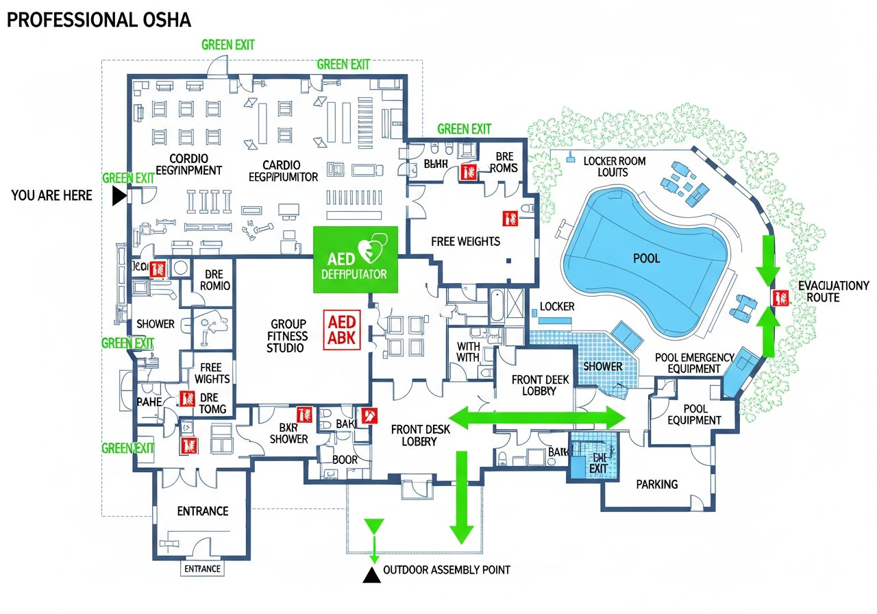 Gym & Fitness Center Evacuation Map Sample