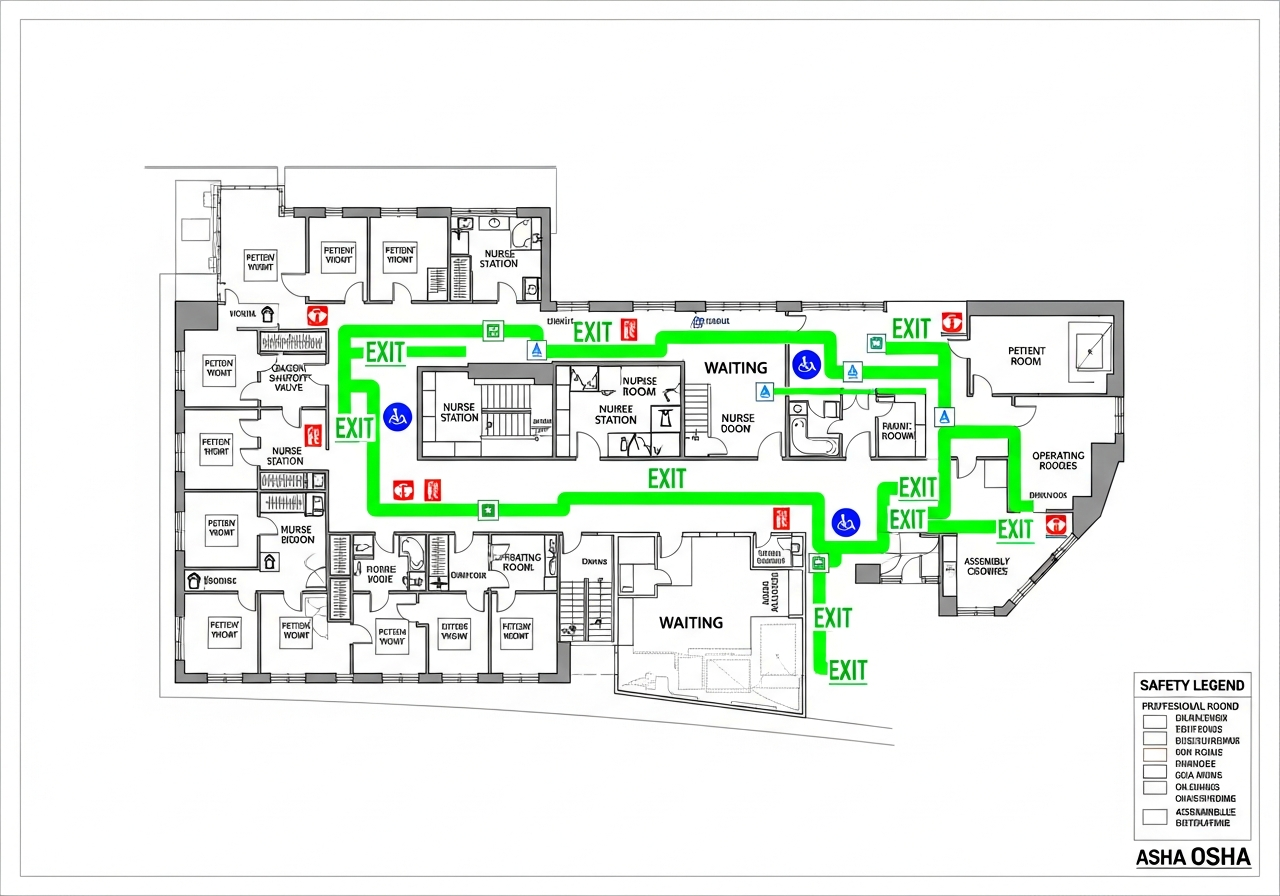 Medical Office / Clinic - OSHA compliant evacuation map template